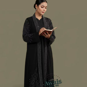 AWAIS HOUSE Dubai Muslim Tradition Islamic Clothing Plus Size <b>Kaftan</b> Abaya Jubbah Floor Length High Neck <b>Long</b> Sleeves Flared Hem - Product Image 1