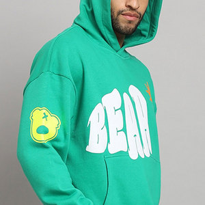 Sudadera Verde Extra Grande con Capucha y Cremallera para Hombre, de Algodón French Terry, Estilo Casual Urbano, de Secado Rápido, con Bolsillos, para Invierno - Product Image 3
