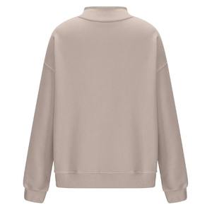 Sudadera Oversize Beige de Cuello Alto para Mujer, Hombros Caídos, Manga Larga, Casual, de Forro Polar, Suave, Ajuste Holgado, Otoño-Invierno - Product Image 6