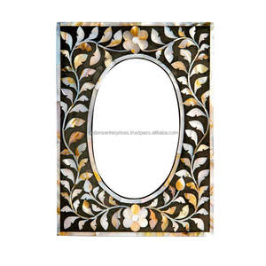 Oval shape <b>photo</b> design mother of pearl picture <b>frame</b> <b>Black</b> Floral MOP <b>Photo</b> <b>Frame</b> Hot Selling - Product Image 1