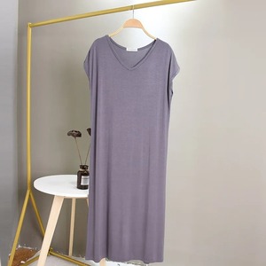 Grande taille, 100% coton, écologique, respirant, col en V, ample, longue, sexy, confortable, chemise de nuit avec taille élastique pour femmes - Product Image 3