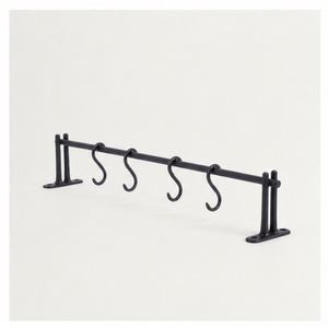 Premium Wall-Mounted Kitchen Organizer Rack with S-<b>Hooks</b> Matte Black Iron Hanging Rail for Pots Pans Mugs & Utensils - Product Image 2