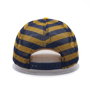 Casquette Trucker en Maille Bleue et Jaune avec Logo Personnalisé, 6 Panneaux, Réglable, Snapback, Style Décontracté, Respirante, Style Été, Unisexe Adulte - Product Image 4