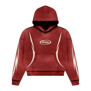 Ensemble de survêtements pour hommes 100% coton, imprimé délavé à l'acide, avec sweat à capuche à double taille orné de strass et pantalon de survêtement évasé, coupe ample et oversize - Product Image 3