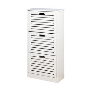 Scarpiera portaoggetti in legno a 3 porte bianche 20.94x9.45x43.11 pollici porta a scatto per ingresso scarpiere - Product Image 5