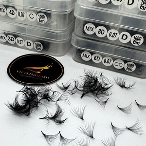 Extensions de cils préfabriquées en fibres PBT 3D-20D, longueurs mixtes, naturelles, longues, courbures CC/DD/LD/M, logo personnalisé, options de boîtes multiples - Product Image 3