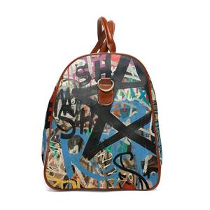 Sac de voyage en toile à imprimé graffiti avec poignées en cuir, fermeture éclair, sac de week-end, OEM ODM - Product Image 3