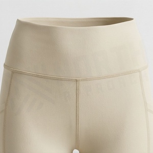 Premium Mid Waist Cotton Bamboo Fiber Leggings Gym Sportswear Solid Pattern Elastic Styles In Your Customized Color - Product Image 4