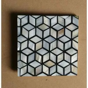 Stylish Modern <b>Square</b> Black and White Resin Inlay Mother of Pearl Eco-Friendly 4X4 Inches Tea Coaster <b>Set</b> FAIZA CRAFT FC-415 - Product Image 4
