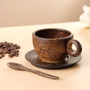 Tasse à thé en bois de coco au design minimaliste, vaisselle réutilisable pour les boissons quotidiennes, les voyages, les pique-niques et les repas en plein air, fabriquée au Vietnam - Product Image 1