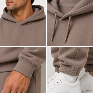 Unisex 100% Cotton Anti-Wrinkle Fleece Tracksuit Set Blank Hoodie <b>Sweatpants</b> Couples Matching Custom Logo <b>Wholesale</b> - Product Image 6
