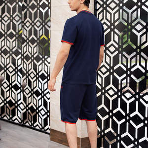 OEM Custom Men's Summer Casual <b>Suit</b> Cotton Crew Neck <b>T</b> <b>Shirt</b> And Shorts Set Breathable Knitted Sportswear Outfit - Product Image 4