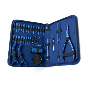 Professional Hair Extension Tools Kit with Crochet <b>Needles</b> Clips Pliers for Installation and Removal Blue <b>Case</b> Metal Components - Product Image 4