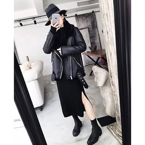 Chaqueta de Moto para Mujer, Estilo Piel de Oveja Sintética, Forro Grueso, Abrigo de Invierno con Interior de Felpa Cálida, Prenda Exterior con Aspecto de Cuero Elegante - Product Image 6