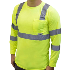 เสื้อกั๊กสะท้อนแสงสำหรับผู้ชาย เสื้อทำงานแขนยาวสีเหลืองสะท้อนแสง เสื้อยูนิฟอร์มโพลีเอสเตอร์ เสื้อทำงานเพื่อความปลอดภัยสำหรับผู้ชาย - Product Image 2