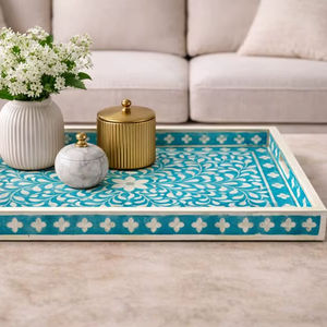 Plateau de service élégant en os et résine, incrustation d'os naturel de haute qualité pour la vaisselle et les aliments, disponible à des prix très abordables - Product Image 1