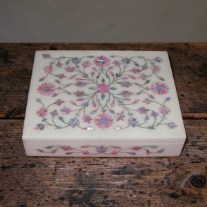 Caja de Joyería de Mármol Blanco I Caja de Accesorios con Arte Floral I Caja Decorativa I Caja para Regalo I Caja de Adornos al por Mayor - Product Image 2