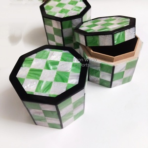 Handmade Small Resin Inlay Decorative Box Colorful Checkered Design Jewelry Storage Keepsake Organizer Modern <b>Coffee</b> <b>Table</b> decor - Product Image 2