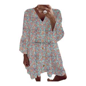 Vestido Bohemio Colorido de Primavera/Verano, Kurti de Diseño Indio, Blusa para Chica, Túnica Estampada a Mano, de Algodón para Mujer - Product Image 6