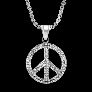 Colgante de Lujo con Símbolo de Paz de Alta Demanda con Cristales de Estrás, Estilo Hip Hop, Joyería Unisex para Uso Diario de Proveedor Indio - Product Image 1