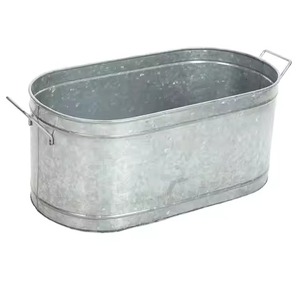 Large Size Metal Ice Beverage Tub Stainless Steel Party Cooler Bucket <b>Wine</b> Beer Chiller Tub Table Use - Product Image 1