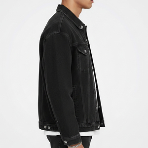 Veste en jean délavé noir coupe oversize style urbain pour homme – Nouvelle collection, prix raisonnable, fermeture boutonnée - Product Image 5