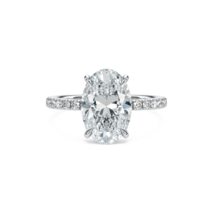 Anillo de Compromiso y Aniversario de Boda Serena con Corte Ovalado en Oro Sólido de 14K y Diamantes - Product Image 3