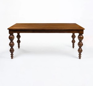 Ensemble de salle à manger en bois de style moderne du milieu du siècle, table rectangulaire avec chaises à dossier en rotin, 6 pièces, meubles pour la salle à manger à domicile - Product Image 2
