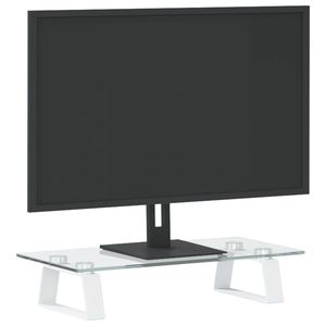 Support d'écran en verre trempé et métal blanc 15,7''x7,9''x3,1'' pour ordinateurs de bureau - Product Image 3