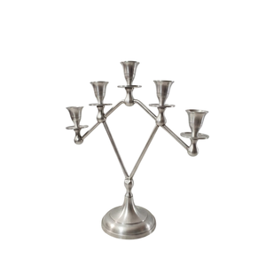 Elegant <b>Tall</b> Silver Plated 5-Arm Candelabra Mid-Century Twist Arm Design For <b>Table</b> Centerpiece Convertible Candlestick Holder - Product Image 4