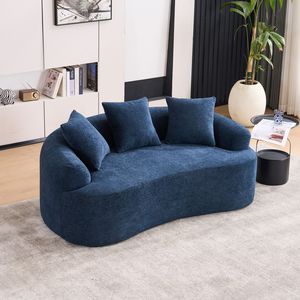 Divano a Due Posti LY 025S Blu con Tessuto Chenille Effetto Legno e Imbottitura Completa in Spugna per Soggiorno - Product Image 5
