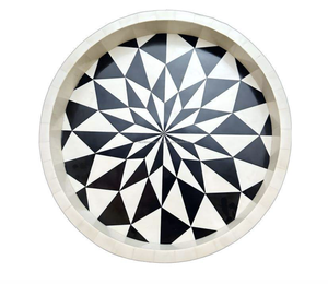 Elegante Bandeja Decorativa para Servir, Hecha a Mano, con Incrustaciones Florales en Madera, Apta para Lavavajillas de Grado Comercial, con un Hermoso Diseño - Product Image 2