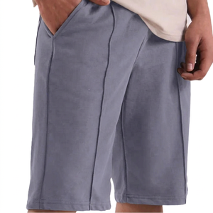 Pantalones Cortos Bermuda de Algodón de Color Sólido para Hombre, Cintura Media Elástica, Ropa Casual con Bolsillos, Tejido Transpirable - Product Image 3