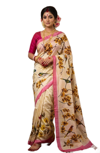Floral Printed BIshnupuri pure <b>silk</b> <b>Fabric</b> Women India Pakistan Bangladesh Traditional Saree - Product Image 1