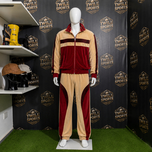 Customization Fashion Zip up Tracksuit Stacked Line Design Joggers Set Men <b>Velour</b> <b>Sweatshirt</b> and Sweatpants Suit for Man - Product Image 3