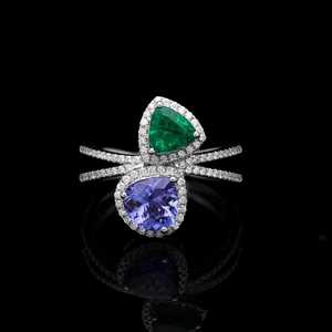 Handmade Tanzanite <b>Emerald</b> <b>Ring</b> 18K White Gold 925 Sterling <b>Silver</b> Luxury Gemstone Jewelry Women Elegant Gift - Product Image 3