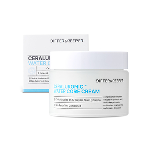 Crema Facial Differ&Deeper Ceraluronic Water Core con Ácido Hialurónico, Hidratante Profundo, 50g, en Botella y Caja - Product Image 1