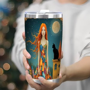 Stainless Steel Tumbler 20oz Double Wall <b>Insulated</b> Travel <b>Mug</b> With Art Design For Coffee Tea - Product Image 3