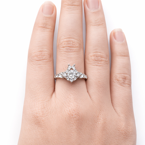 Namivaa 925 Sterling Silver Round Brilliant Diamond Halo <b>Cocktail</b> <b>Ring</b> Vintage Filigree Design for Women Wedding Party Gift - Product Image 4