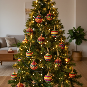 Boule décorative suspendue en jonc de mer naturel pour sapin de Noël, décoration écologique de Noël, vente en gros au Vietnam, prix abordable - Product Image 3