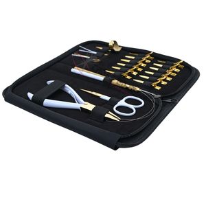 Kit d'outils tout-en-un pour extensions de cheveux Microlink avec pince à sertir les perles, outil à micro-anneaux, aiguilles à coudre courbées, clips et boucles - Product Image 1