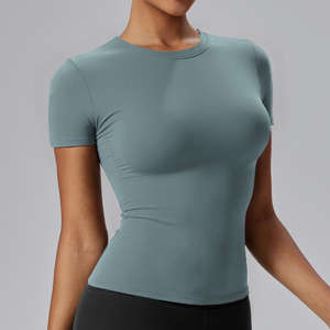 Top Deportivo Sexy Ajustado, Cuello Redondo, Manga Larga, Sujetador Deportivo, Top Corto para Yoga, Transpirable, Antibacterial, de Secado Rápido - Product Image 5