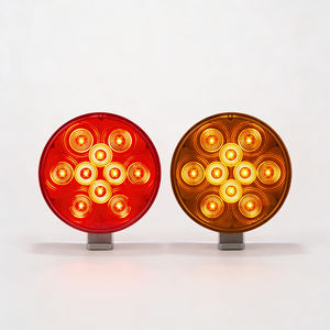Feux de position LED double face ambre/rouge 20 LED pour camions lourds et remorques, montage sur goujon, feux de stationnement et de clignotement - Product Image 1