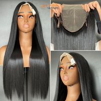 Peluca con cierre de cabello humano liso de hueso de Color Natural suizo HD transparente 300 densidad cutícula alineada pelucas de cabello humano vendedores