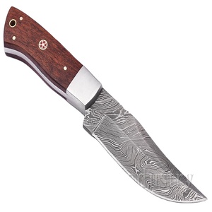 Cuchillo de Caza y Desollado de Acero de Damasco con Mango de Madera y Punta Caída, 10 Pulgadas de Longitud Total, Garantía de 3 Años, OBM Disponible (Smk1357) - Product Image 1