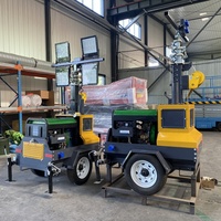 Tour d'éclairage mobile portable 7M de haut, 400W*4 LED, diesel, rotative à 360°, IP66, 60kVA, pour sites miniers et de construction