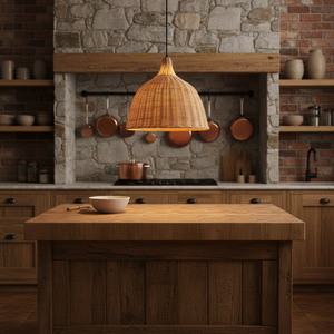 Lámpara Colgante Tejida a Mano de Ratán Natural de Alta Calidad con Base de Hierro, Bombilla E27 de 3500K Blanco Cálido, Decoración para Hogar y Hotel - Product Image 6