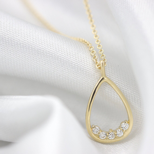 Collier pendentif goutte d'eau ouverte couleur E VVS2 VB-48SR6, collier en diamant de laboratoire en forme de poire en or rose 14 carats, cadeau d'anniversaire - Product Image 2