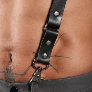 Harnais de jambe en cuir pour homme, jaune, sangle réglable, cuir de qualité supérieure, tenue de club - Product Image 5