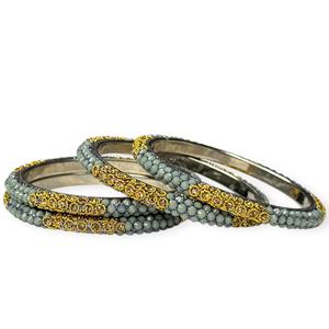 กำไลข้อมือแฟชั่นสแตนเลสชุบทองประดับมุกสีเทา ดีไซน์หรูหราสำหรับงานแต่งงาน งานเลี้ยง ราคาขายส่งพรีเมียม - Product Image 2